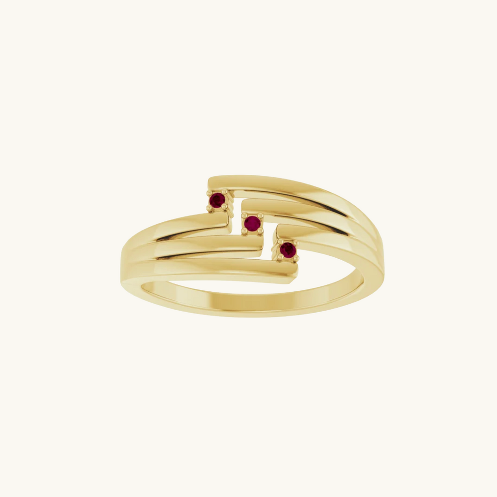 Garnet Three Wishes Ring