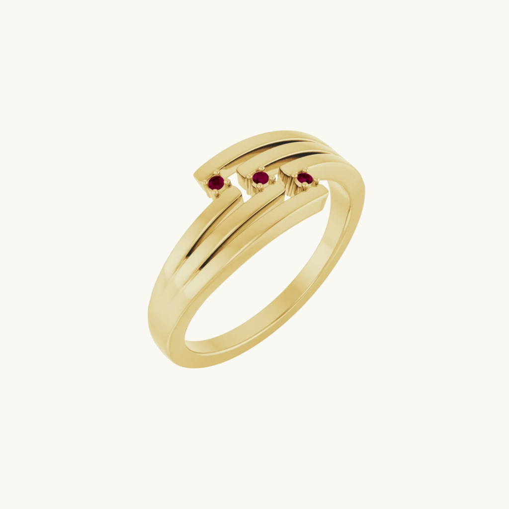 Garnet Three Wishes Ring